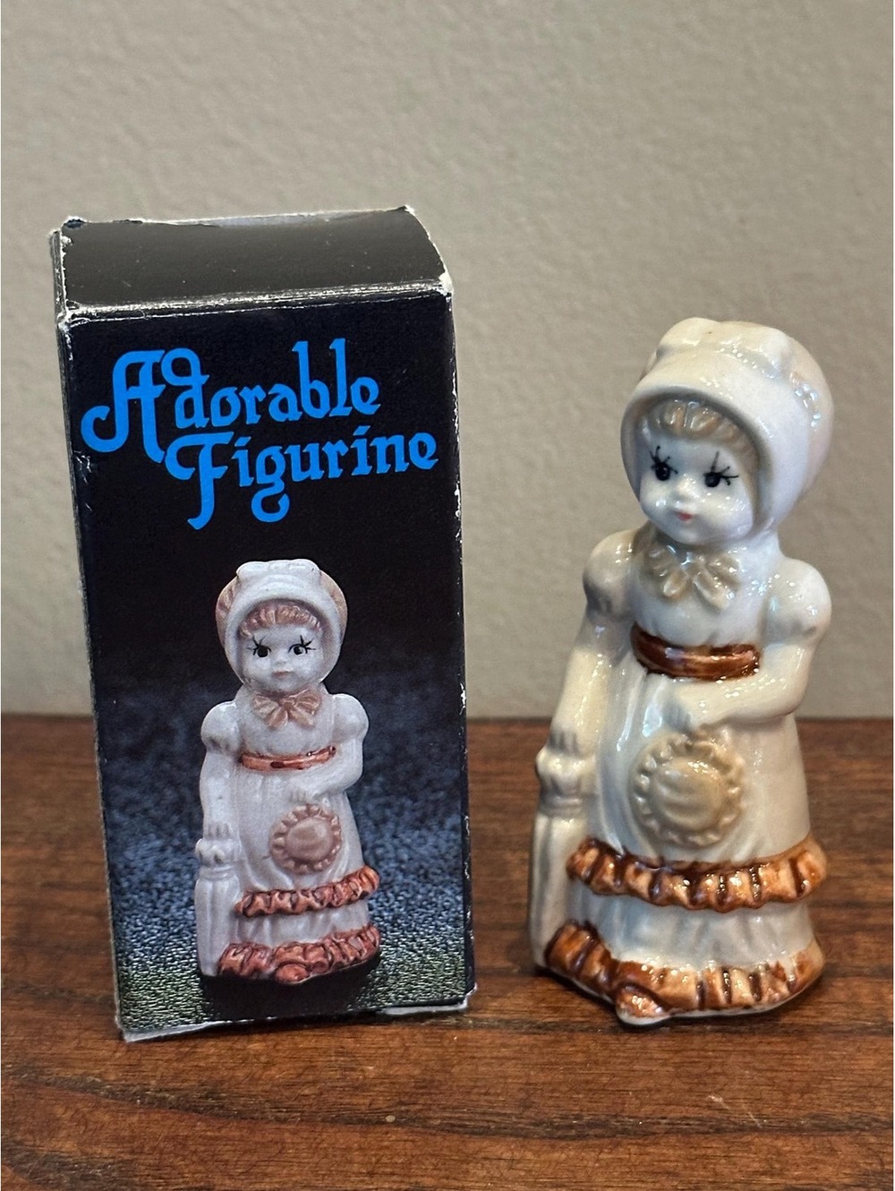 Adorable Figurine of a Colonial Era Girl in Box